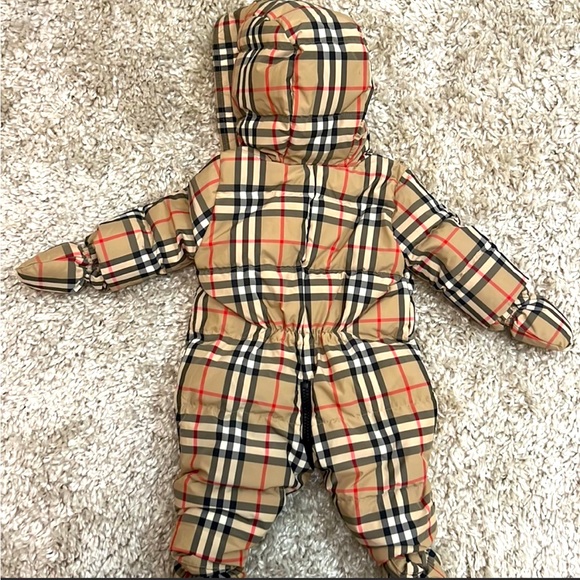 Burberry Kids Check Puffer Jacket - Beige and Black - Picture 2 of 5